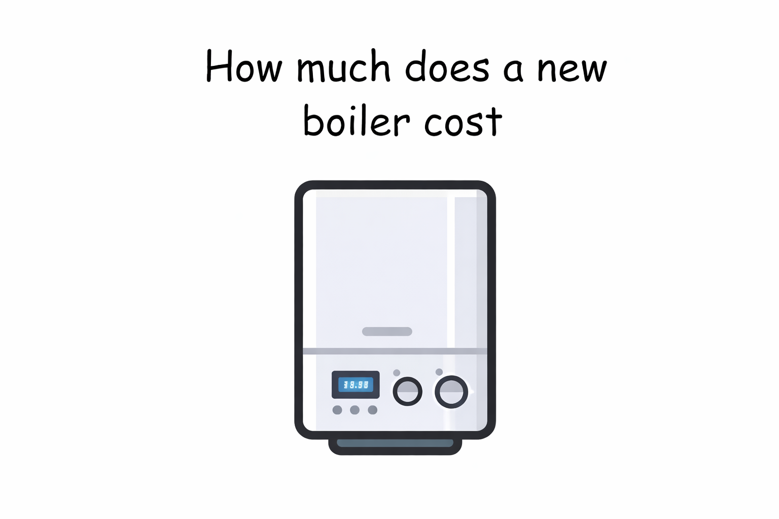 Cartoon boiler illustration with text “How much does a new boiler cost”